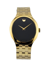 Movado Veturi 0607417 Men's Black Dial Gold Bracelet Watch