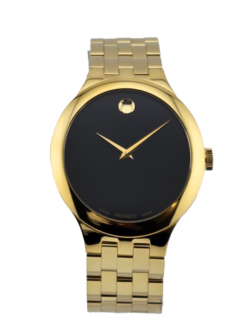 Movado Veturi 0607417 Men's Black Dial Gold Bracelet Watch