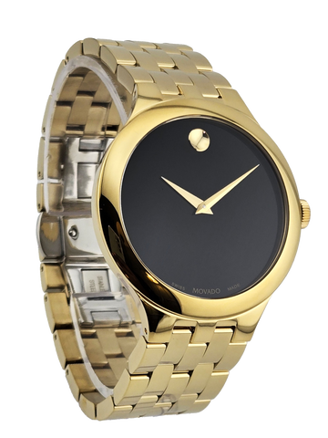Movado Veturi 0607417 Men's Black Dial Gold Bracelet Watch