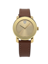 Movado Bold Trend 3600437 Women’s Gold Dial Leather Band Watch