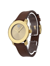Movado Bold Trend 3600437 Women’s Gold Dial Leather Band Watch