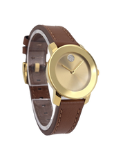 Movado Bold Trend 3600437 Women’s Gold Dial Leather Band Watch