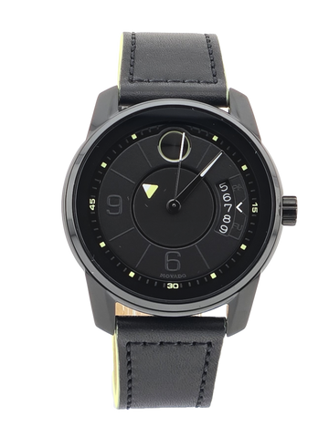 Movado Bold Verso 3600696 Men's Black Dial Leather Band Watch