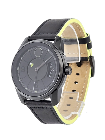 Movado Bold Verso 3600696 Men's Black Dial Leather Band Watch