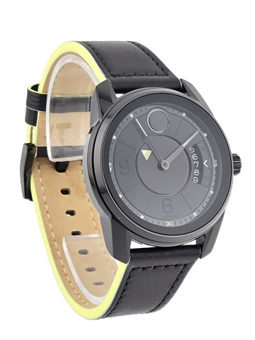 Movado Bold Verso 3600696 Men's Black Dial Leather Band Watch