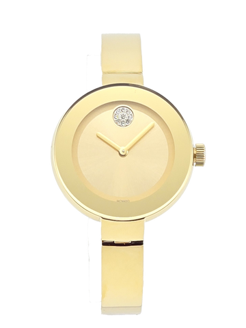 Movado Bold 3600201 Women's Gold Dial Stainless Steel Bangle Watch