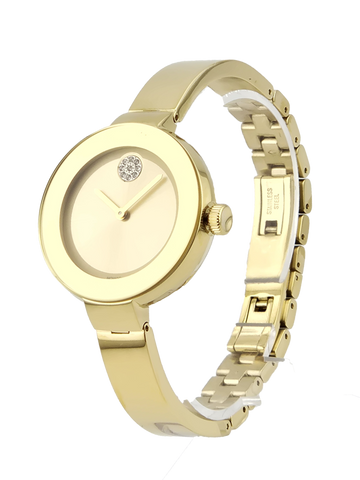 Movado Bold 3600201 Women's Gold Dial Stainless Steel Bangle Watch