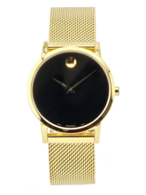 Movado Museum 0607647 Women's Black Dial Gold Mesh Bracelet Watch