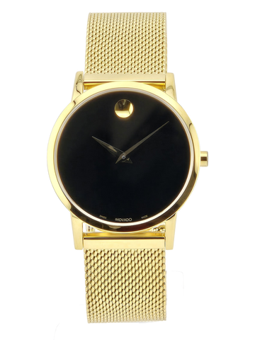 Movado Museum 0607647 Women's Black Dial Gold Mesh Bracelet Watch