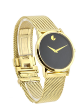 Movado Museum 0607647 Women's Black Dial Gold Mesh Bracelet Watch
