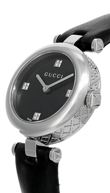 Gucci Diamantissima YA141506 Women's Black Leather Band Watch