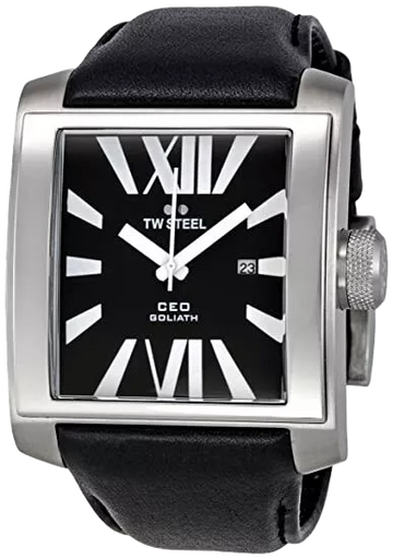 TW Steel CEO Goliath CE3005 Men’s Black Dial Leather Strap Watch